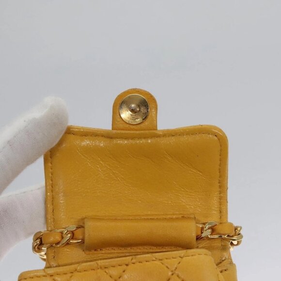 CHANEL Mini Mini Matelasse Charm Lamb Skin Yellow CC - Picture 10 of 16